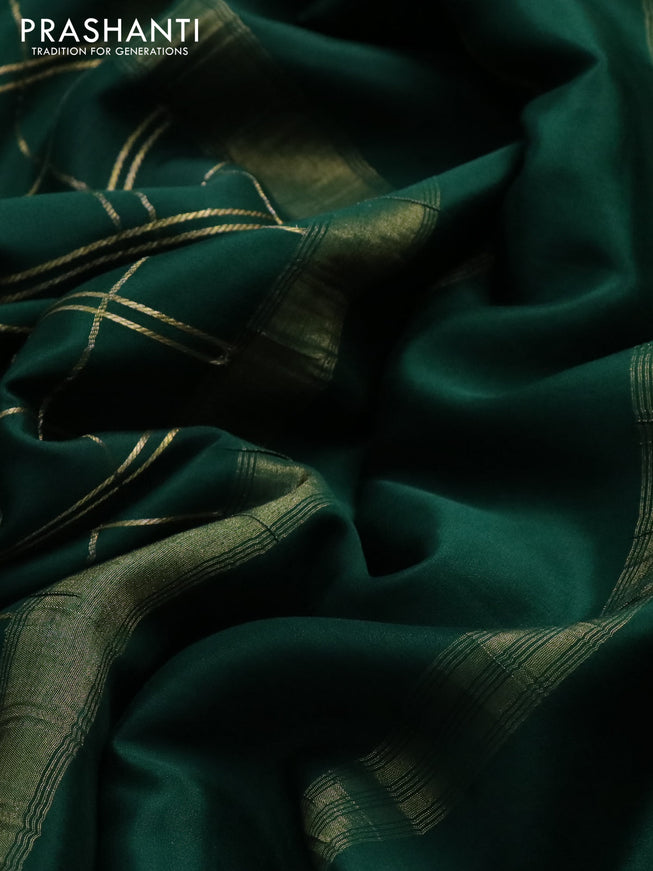 Pure mysore silk saree green with allover zari checks and zari woven border