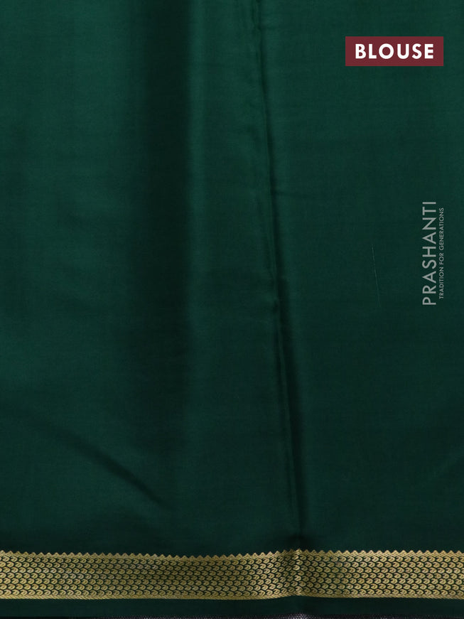 Pure mysore silk saree green with allover zari checks and zari woven border