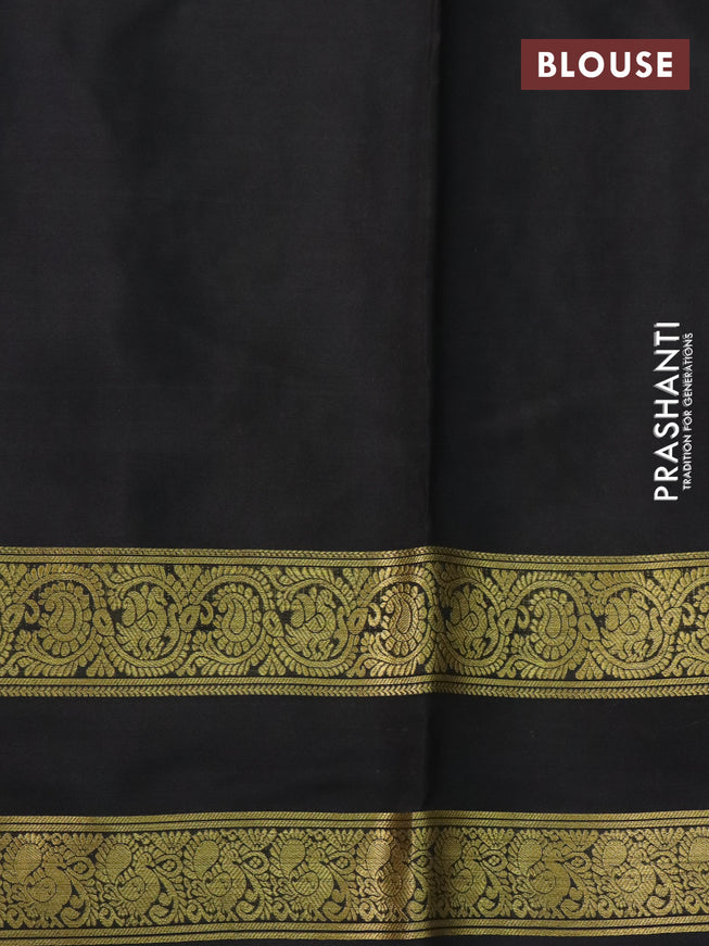 Pure mysore silk saree purple and black pink with plain body and zari woven border