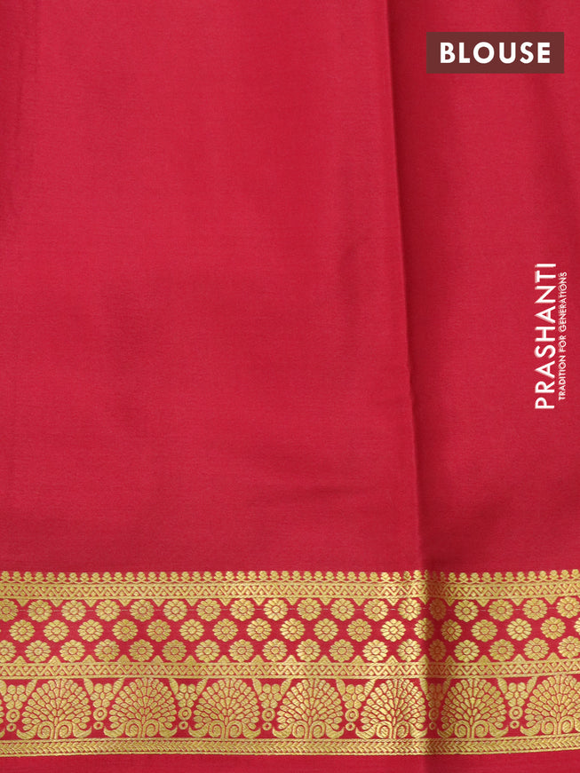 Pure mysore silk saree royal blue and red with zari woven buttas and zari woven border