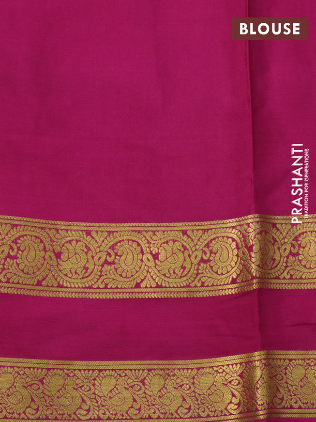 Pure mysore silk saree teal blue and pink blue with zari woven buttas and rettapet zari woven border