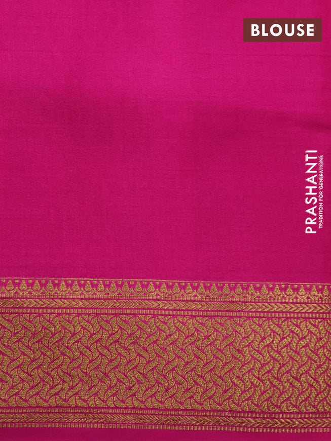 Pure mysore silk saree grey and pink with allover zari woven checked pattern and zari woven border