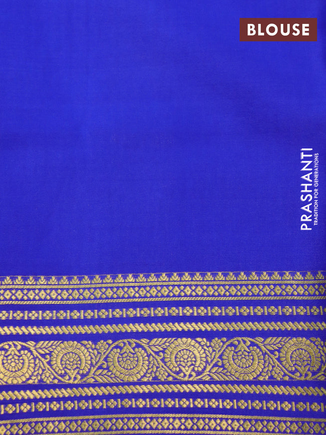 Pure mysore silk saree pink and blue with allover small zari checked pattern and zari woven border