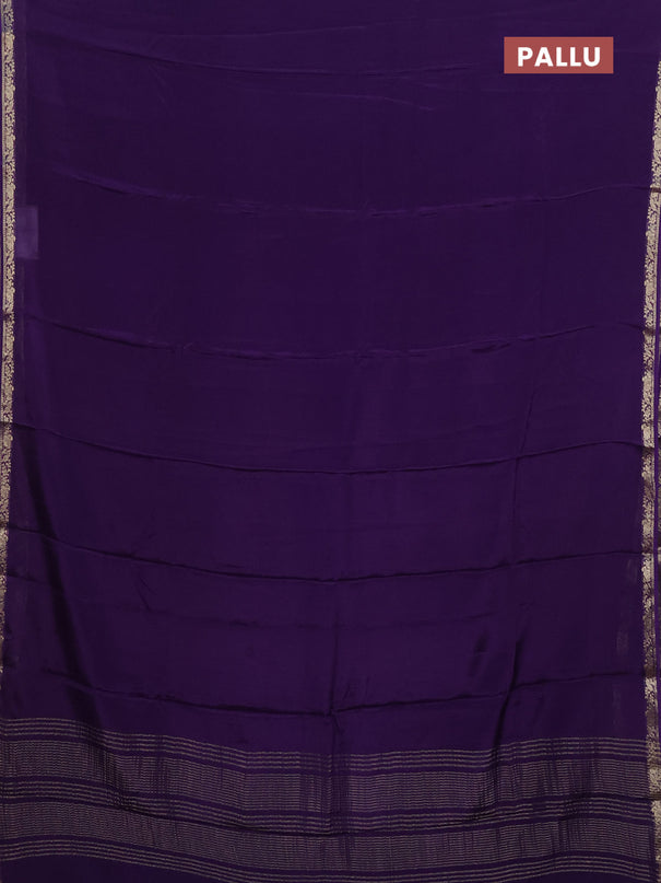 Chinon silk saree violet with plain body and zari woven floral border - banarasi blouse