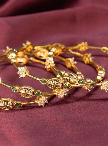 Antique bangle lakshmi design with kemp and cz stones