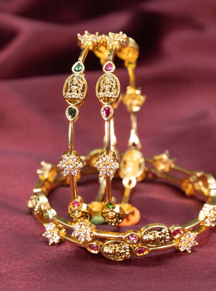 Antique bangle lakshmi design with kemp and cz stones