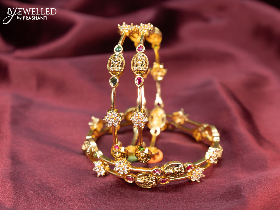 Antique bangle lakshmi design with kemp and cz stones