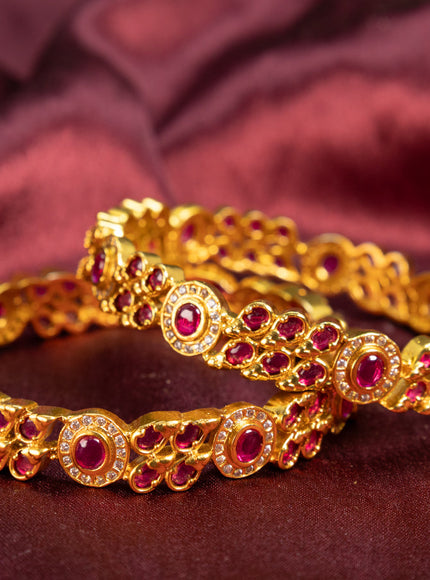 Antique bangle with pink kemp and cz stones