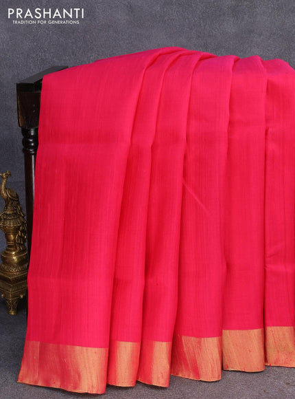 Pure raw silk saree pink and cs blue with plain body and ikat woven pallu