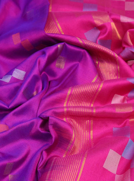 Pure uppada silk saree purple and pink with thread & zari zari woven geometric buttas and zari woven border