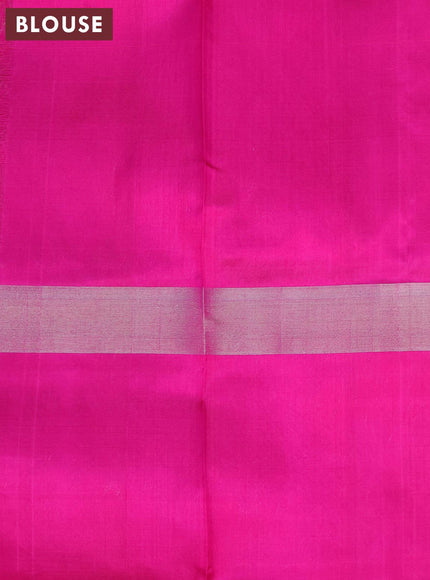 Pure uppada silk saree dual shade of pink and magenta pink with silver zari woven buttas and long silver zari woven butta border