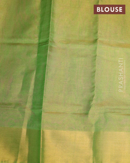 Pure uppada tissue silk saree pink and green with plain body and zari woven border