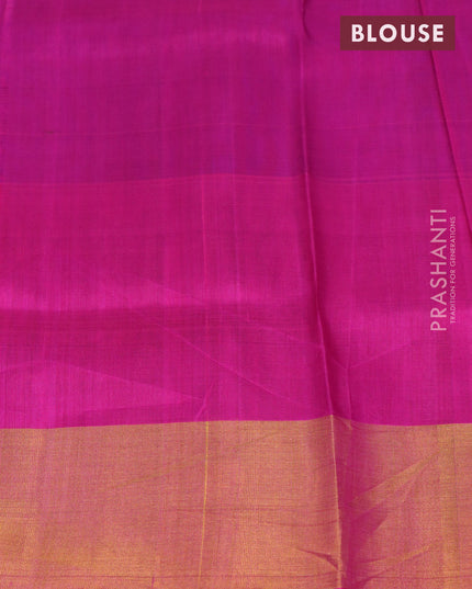 Pure uppada silk saree dual shade of purple and magenta pink with allover zari woven butta weaves and long zari woven border