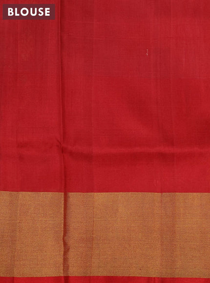 Pure uppada silk saree dual shade of maroon and red with allover zari weaves and zari woven border