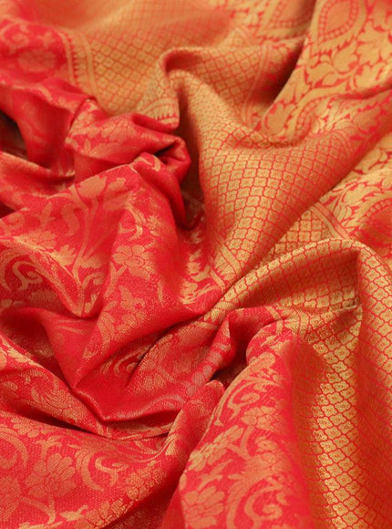 Art chiffon saree red with allover zari woven brocade weaves and zari woven border - {{ collection.title }} by Prashanti Sarees