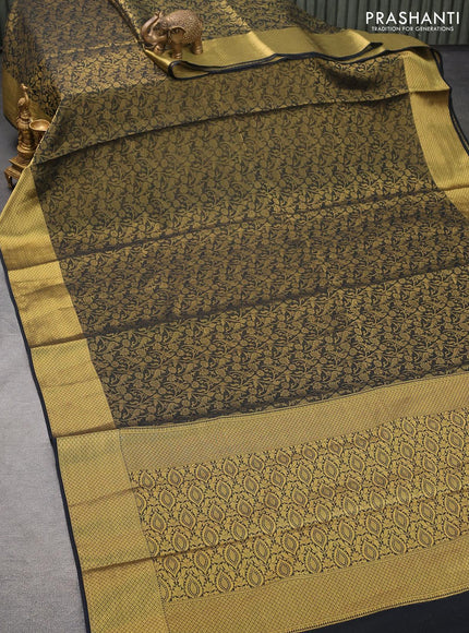 Art chiffon saree black with allover zari woven brocade weaves and zari woven border - {{ collection.title }} by Prashanti Sarees