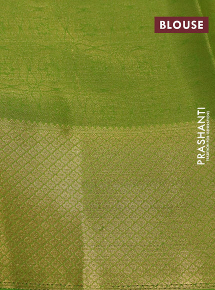 Art chiffon saree light green with allover zari woven brocade weaves and zari woven border - {{ collection.title }} by Prashanti Sarees