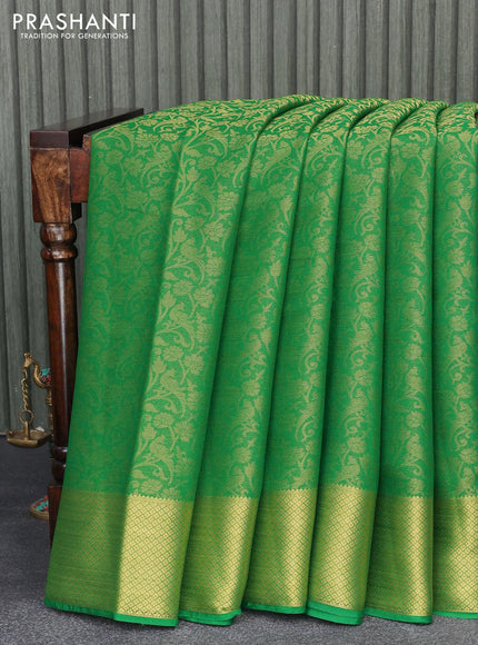 Art chiffon saree green with allover zari woven brocade weaves and zari woven border - {{ collection.title }} by Prashanti Sarees