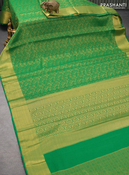 Art chiffon saree green with allover zari woven brocade weaves and zari woven border - {{ collection.title }} by Prashanti Sarees