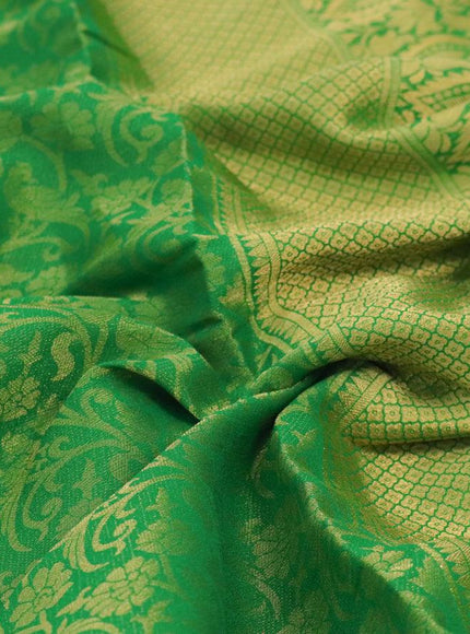 Art chiffon saree green with allover zari woven brocade weaves and zari woven border - {{ collection.title }} by Prashanti Sarees