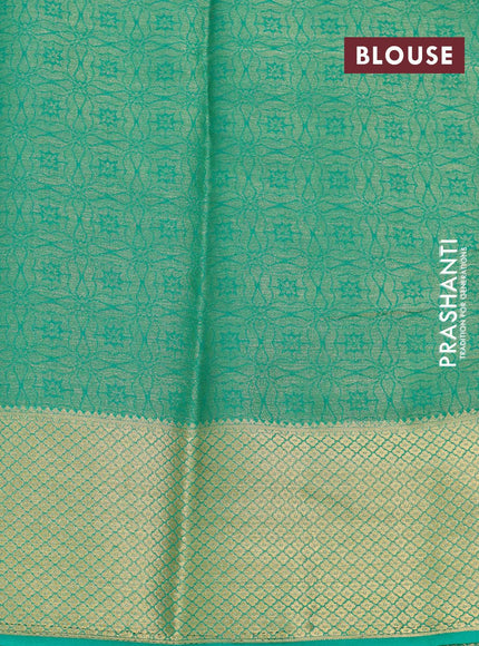 Art chiffon saree teal green with allover zari woven brocade weaves and zari woven border - {{ collection.title }} by Prashanti Sarees