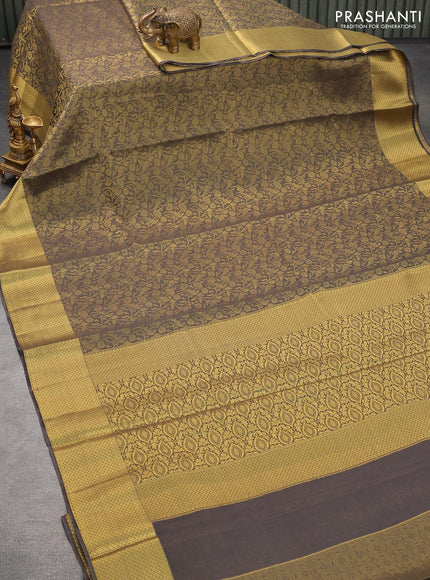 Art chiffon saree grey with allover zari woven brocade weaves and zari woven border - {{ collection.title }} by Prashanti Sarees