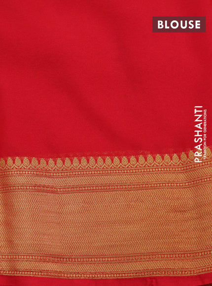 Art chiffon saree red with allover zari woven brocade weaves and zari woven border - {{ collection.title }} by Prashanti Sarees