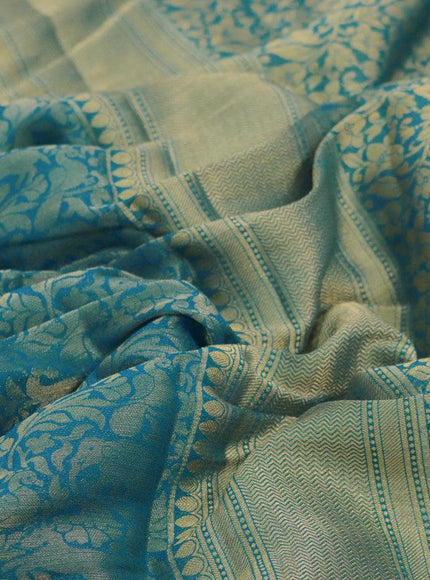 Art chiffon saree cs blue with allover zari woven brocade weaves and zari woven border - {{ collection.title }} by Prashanti Sarees