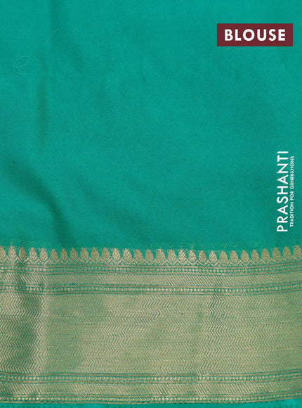 Art chiffon saree teal blue with allover zari woven brocade weaves and zari woven border - {{ collection.title }} by Prashanti Sarees