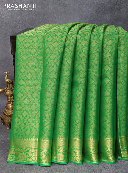 Art chiffon saree green with allover zari woven brocade weaves and zari woven border - {{ collection.title }} by Prashanti Sarees