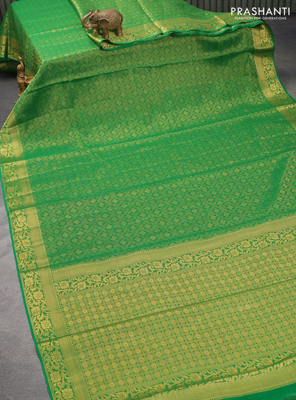 Art chiffon saree green with allover zari woven brocade weaves and zari woven border - {{ collection.title }} by Prashanti Sarees