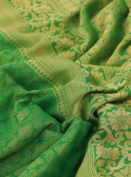 Art chiffon saree green with allover zari woven brocade weaves and zari woven border - {{ collection.title }} by Prashanti Sarees