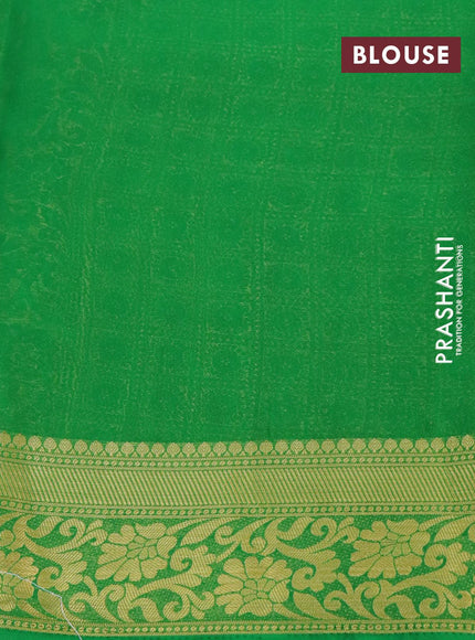 Art chiffon saree green with allover zari woven brocade weaves and zari woven border - {{ collection.title }} by Prashanti Sarees