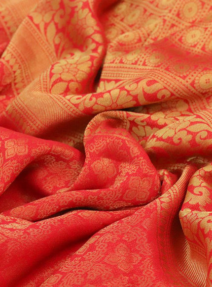 Art chiffon saree red with allover zari woven brocade weaves and zari woven border - {{ collection.title }} by Prashanti Sarees