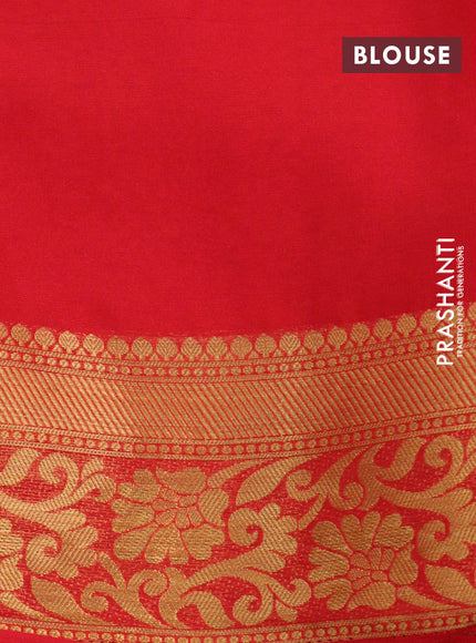 Art chiffon saree red with allover zari woven brocade weaves and zari woven border - {{ collection.title }} by Prashanti Sarees