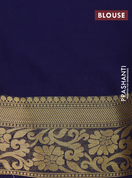 Art chiffon saree dark blue with allover zari woven brocade weaves and zari woven border - {{ collection.title }} by Prashanti Sarees