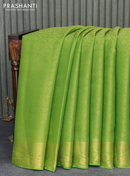 Art chiffon saree light green with allover zari woven brocade weaves and zari woven border - {{ collection.title }} by Prashanti Sarees