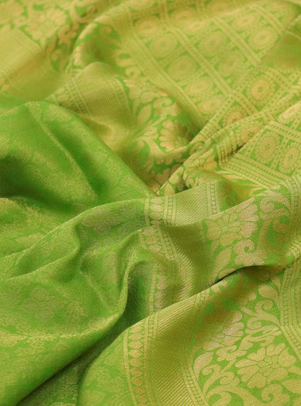 Art chiffon saree light green with allover zari woven brocade weaves and zari woven border - {{ collection.title }} by Prashanti Sarees