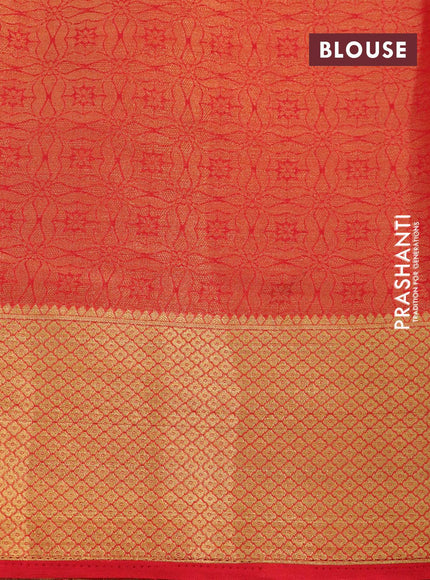 Art chiffon saree red with allover zari woven brocade weaves and zari woven border - {{ collection.title }} by Prashanti Sarees