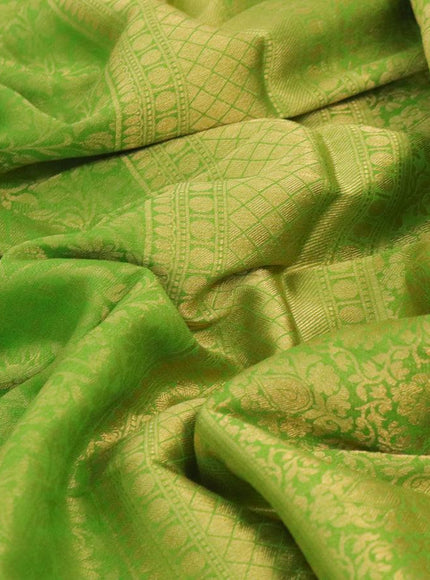 Art chiffon saree light green with allover zari woven brocade weaves and zari woven border - {{ collection.title }} by Prashanti Sarees