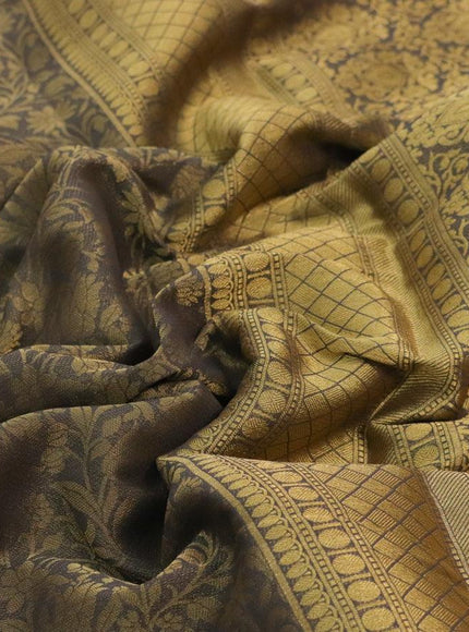 Art chiffon saree grey with allover zari woven brocade weaves and zari woven border - {{ collection.title }} by Prashanti Sarees