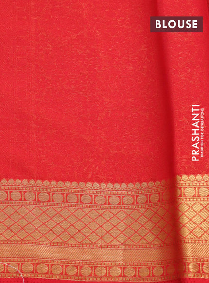 Art chiffon saree red with allover zari woven brocade weaves and zari woven border - {{ collection.title }} by Prashanti Sarees