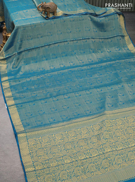 Art chiffon saree cs blue with allover zari woven brocade weaves and zari woven border - {{ collection.title }} by Prashanti Sarees