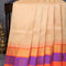 Kuppadam silk cotton saree sandal and orange with plain body and temple design zari woven simple border - {{ collection.title }} by Prashanti Sarees
