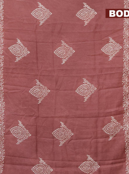 Bhagalpuri saree rosy brown with butta prints and zari woven border - {{ collection.title }} by Prashanti Sarees