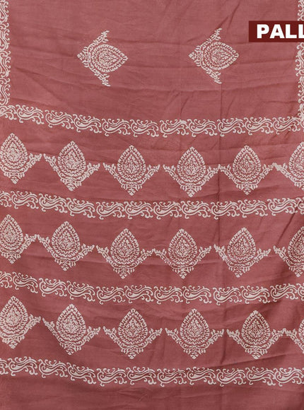 Bhagalpuri saree rosy brown with butta prints and zari woven border - {{ collection.title }} by Prashanti Sarees