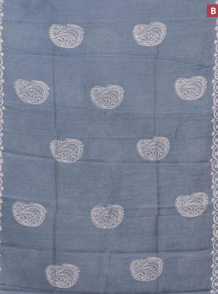 Bhagalpuri saree grey with paisley butta prints and zari woven border - {{ collection.title }} by Prashanti Sarees