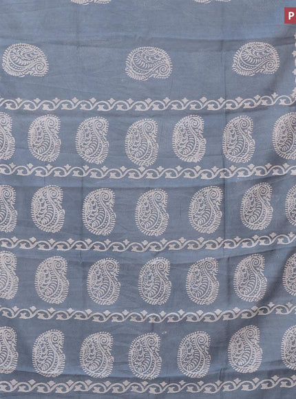 Bhagalpuri saree grey with paisley butta prints and zari woven border - {{ collection.title }} by Prashanti Sarees