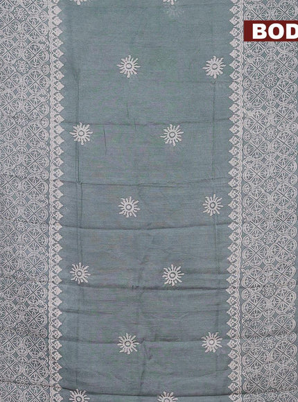 Bhagalpuri saree grey with butta prints and zari woven border - {{ collection.title }} by Prashanti Sarees