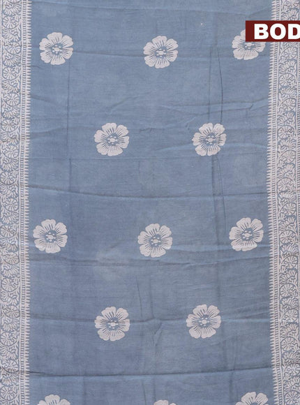 Bhagalpuri saree grey with floral butta prints and zari woven border - {{ collection.title }} by Prashanti Sarees